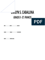 Emilyn S. Cabaluna: Grade 8 - St. Francis