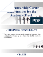 Entrepreneurship Career Opportunities For The Academic Track