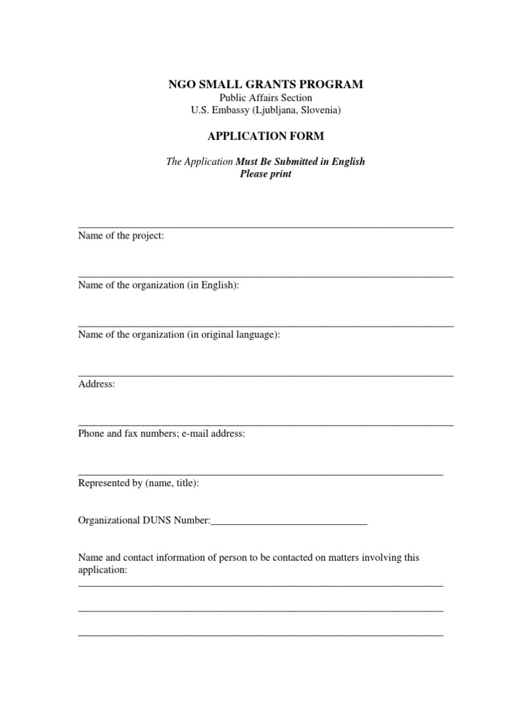 NGO Small Grants Application Form | PDF | Expense | Per Diem