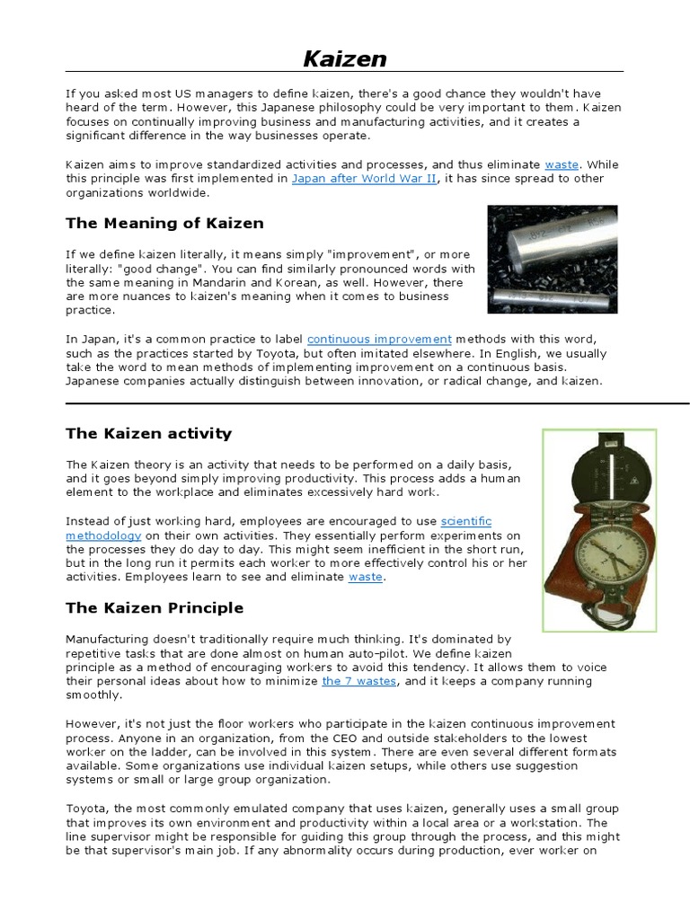 Kaizen: The Meaning of Kaizen | Download Free PDF | Business | Cognition