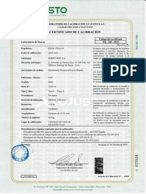 Calibración y Certificación de Prensa Hidraulica