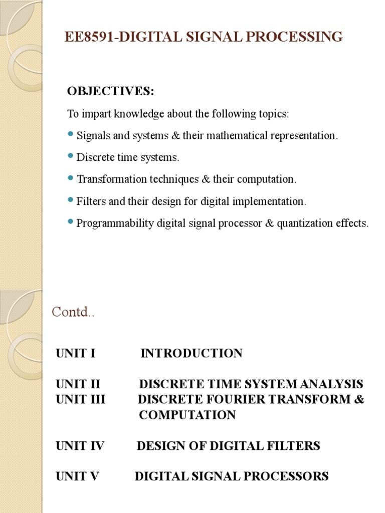 Ee8591Digital Signal Processing Objectives PDF