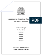 Manufacturing Operations Management: Gsim: Params.350 - Project Report