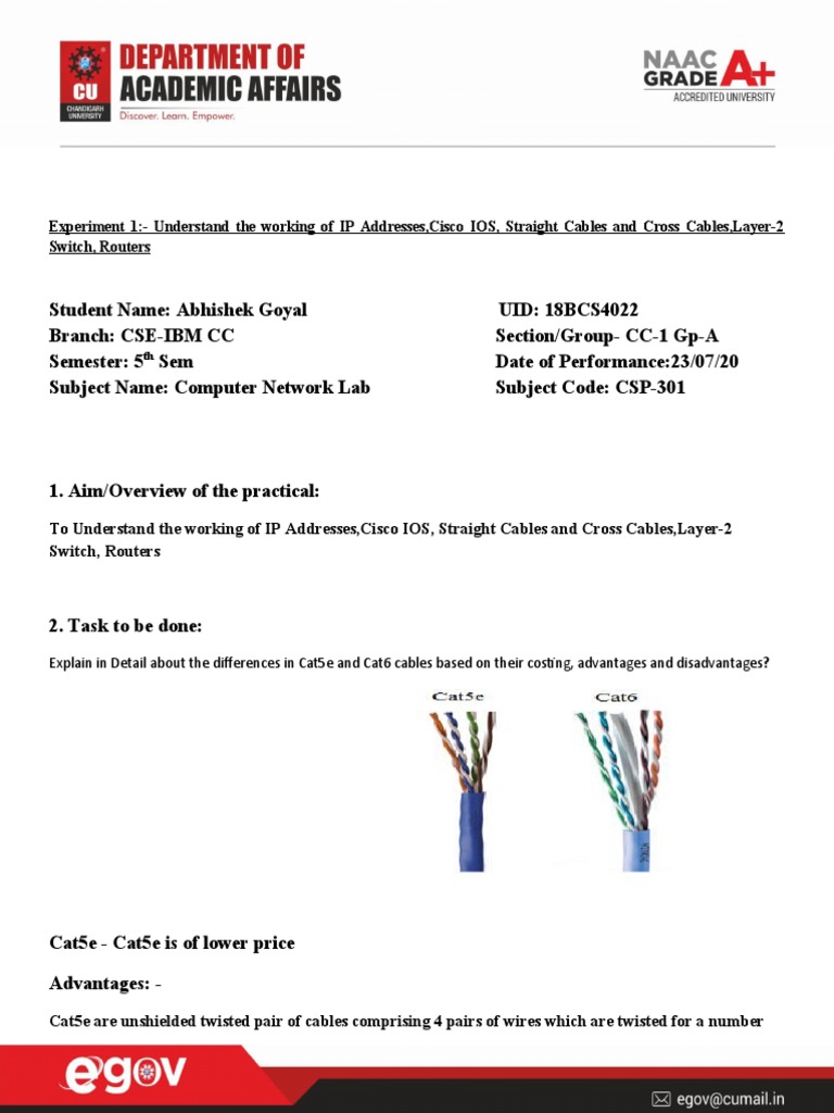 Worksheet Exp 1 (18BCS4022) PDF | PDF | Electromagnetic Interference ...