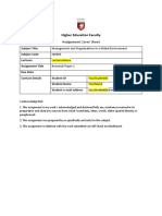 Higher Education Faculty: Assignment Cover Sheet