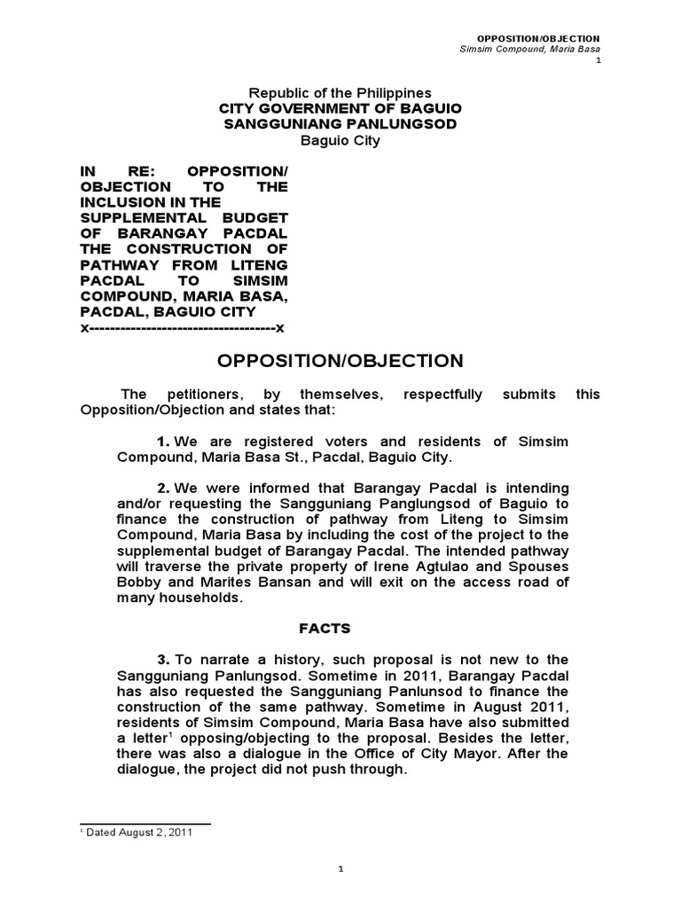Opposition to Pathway Construction in Baguio | PDF | Eminent Domain ...