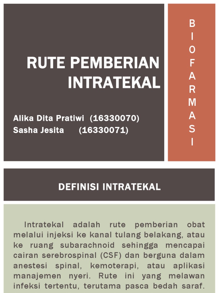 Rute Pemberian Obat Intratekal | PDF | Sains & Matematika