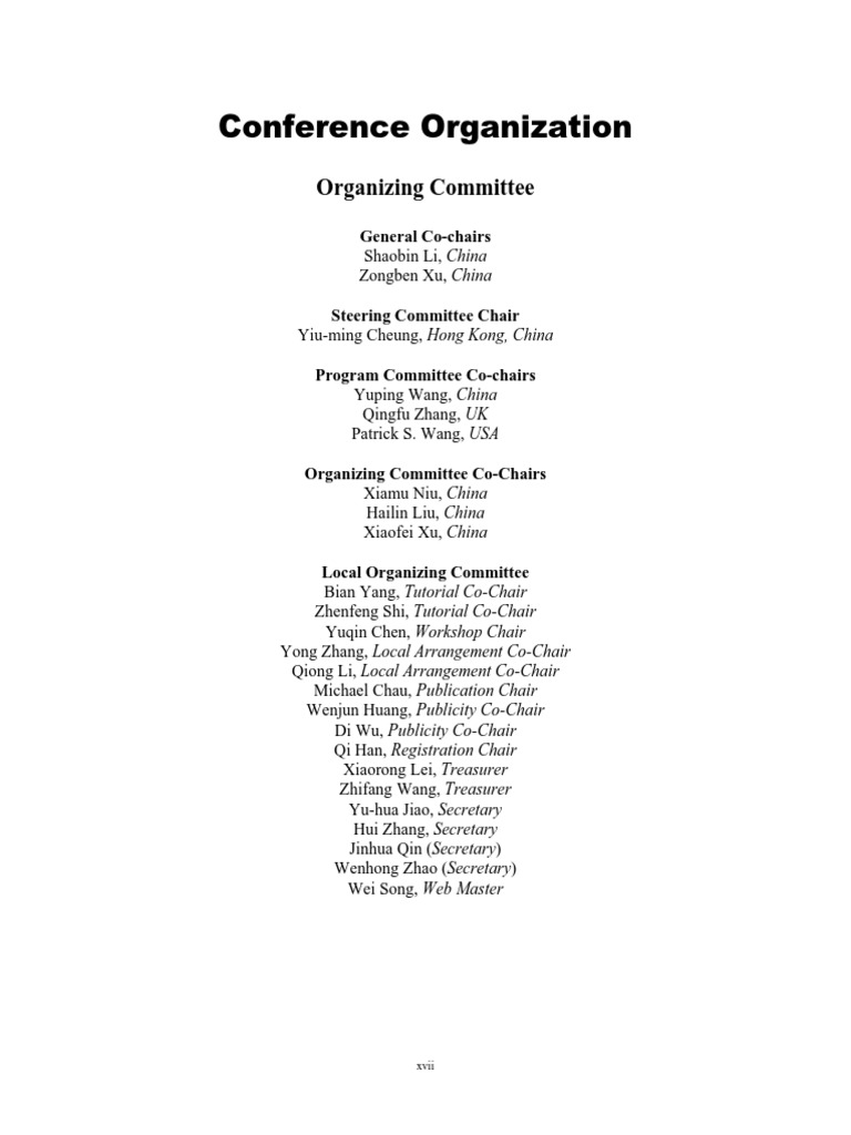 Conference Organizing Committee Details | PDF | Self-Improvement
