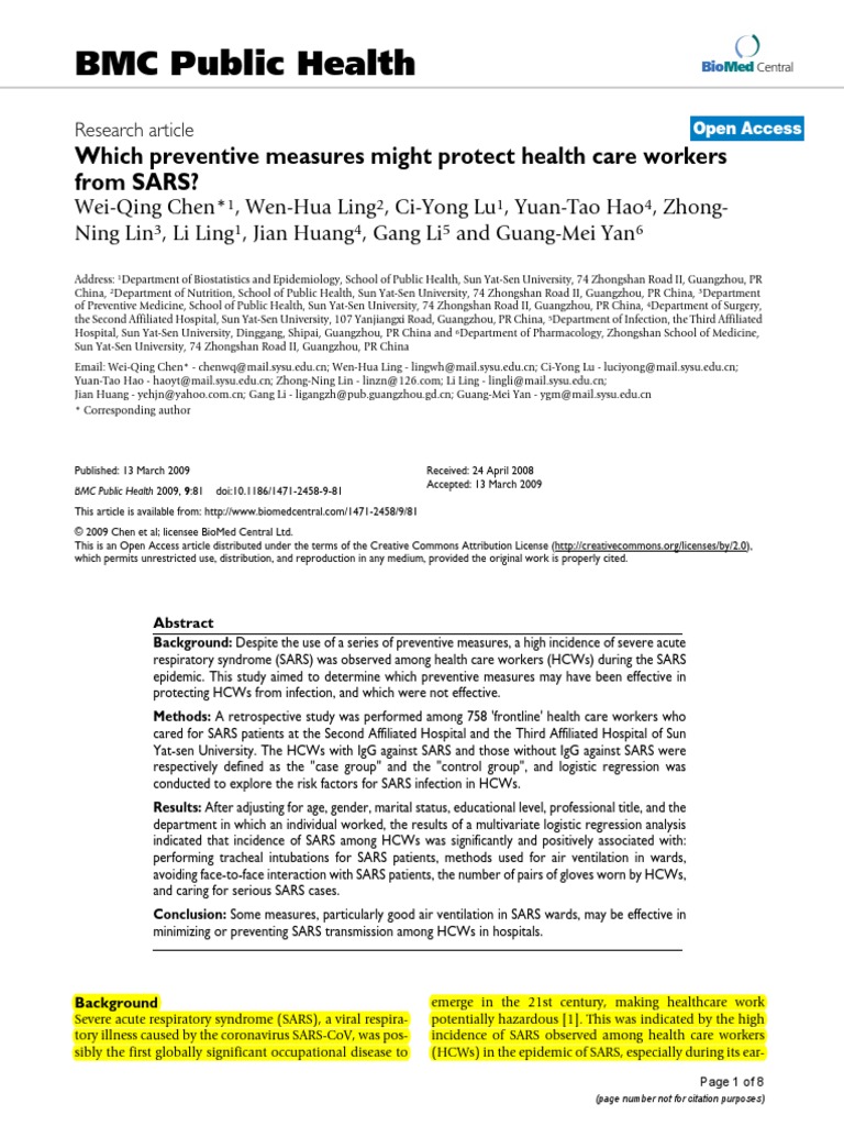 BMC Public Health: Which Preventive Measures Might Protect Health Care ...