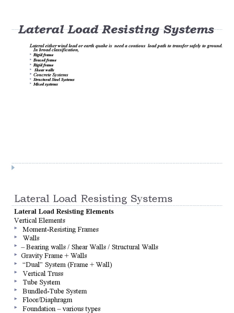 Lateral Load Resisting Systems Overview | PDF | Framing (Construction ...