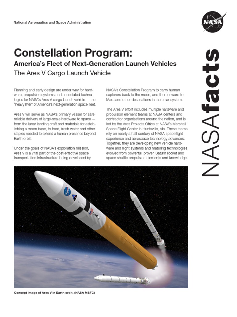 NASA Facts Constellation Program The Ares V Cargo Launch Vehicle 2009 ...