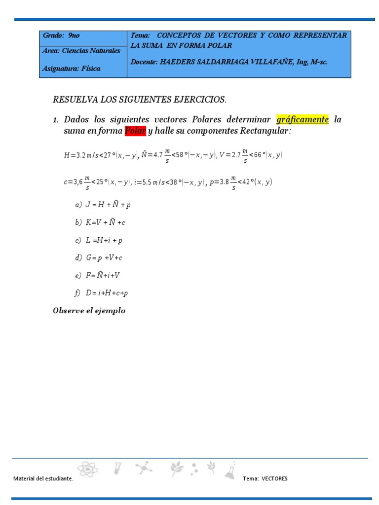 Taller De Fisica Suma Polar 9no