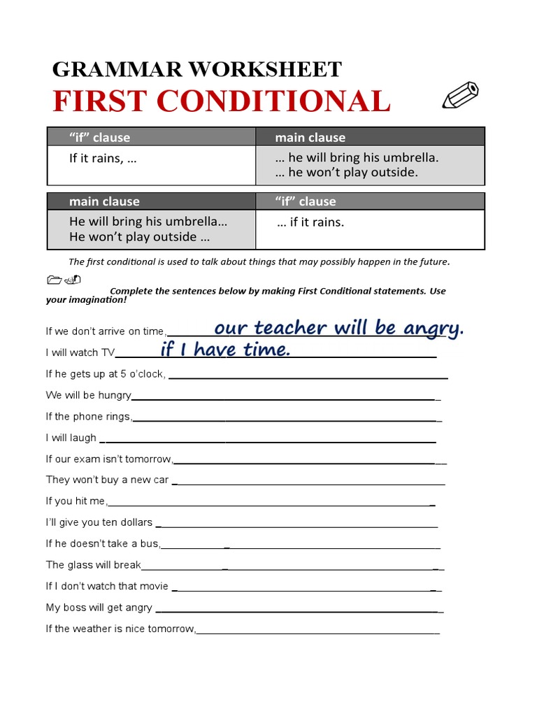 First Conditional Grammar Worksheet | PDF