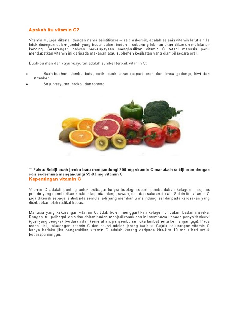 Apakah Itu Vitamin C Dan Kebaikannya Pdf