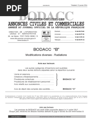 Bodacc B 20160010 0001 P000 Pdf Les Societes Business