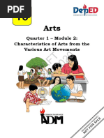 ARTS10 - q1 - Mod2 - Characteristics of Arts From The Various Art Movements FINAL PDF