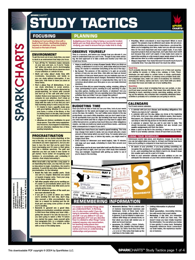 (SparkCharts) SparkNotes Editors-Study Tactics (SparkCharts ...