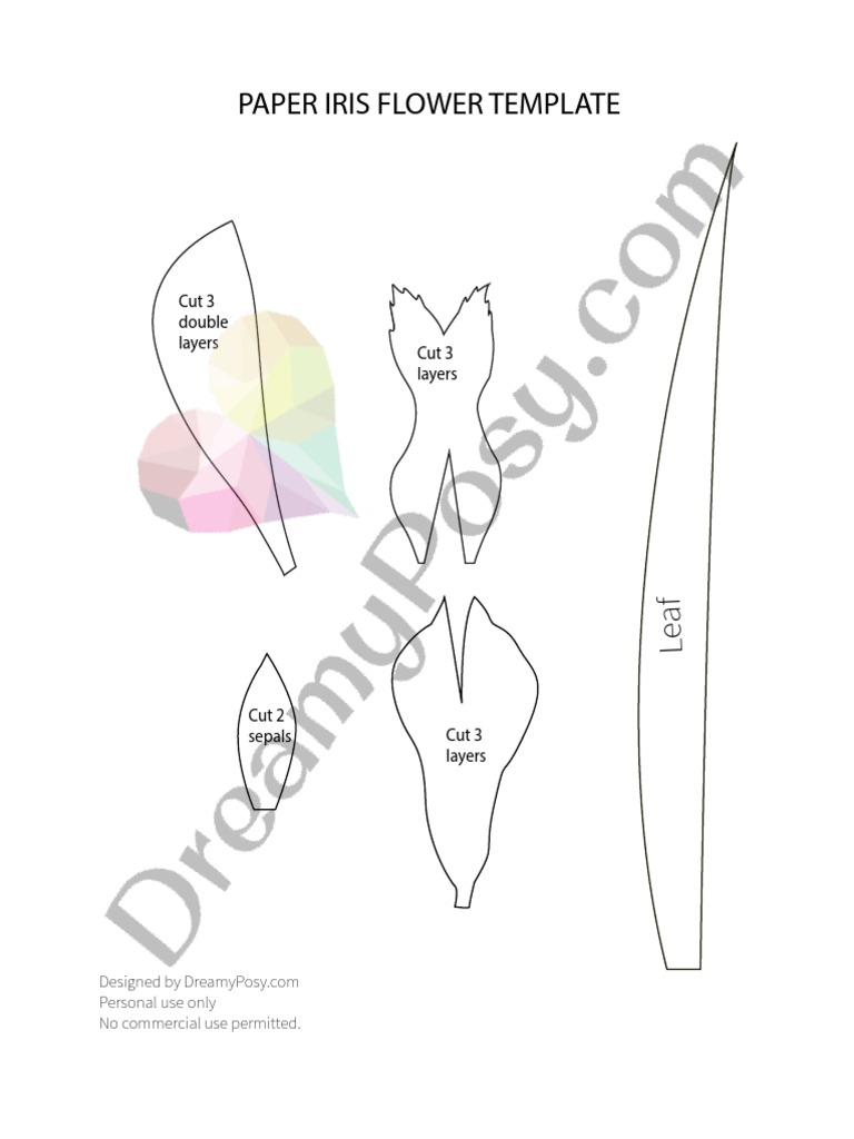 Paper Iris Flower Template Guide | PDF