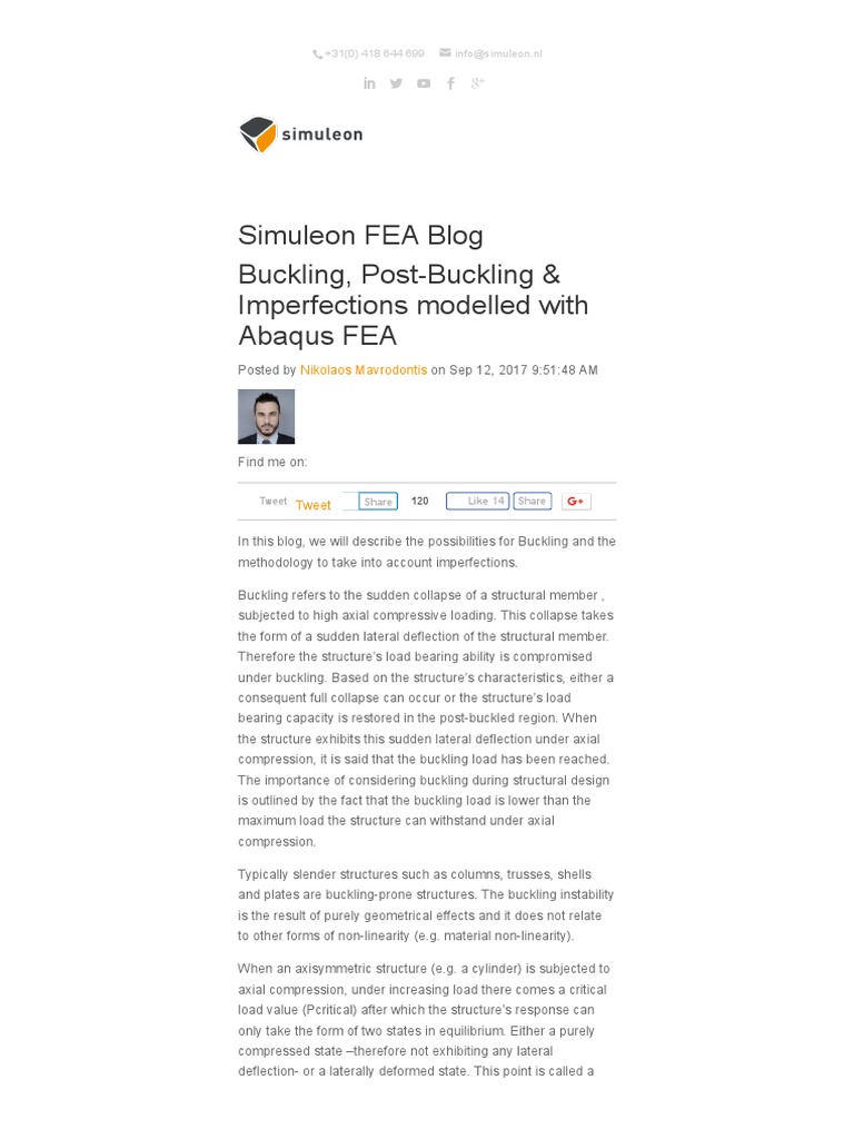 Abaqus Buckling and Imperfection Analysis | PDF | Buckling | Finite ...