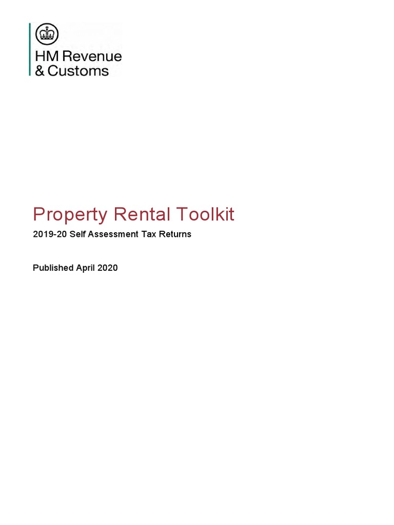 Property Rental Toolkit 201920 Self Assessment Tax Returns Published April 2020 PDF