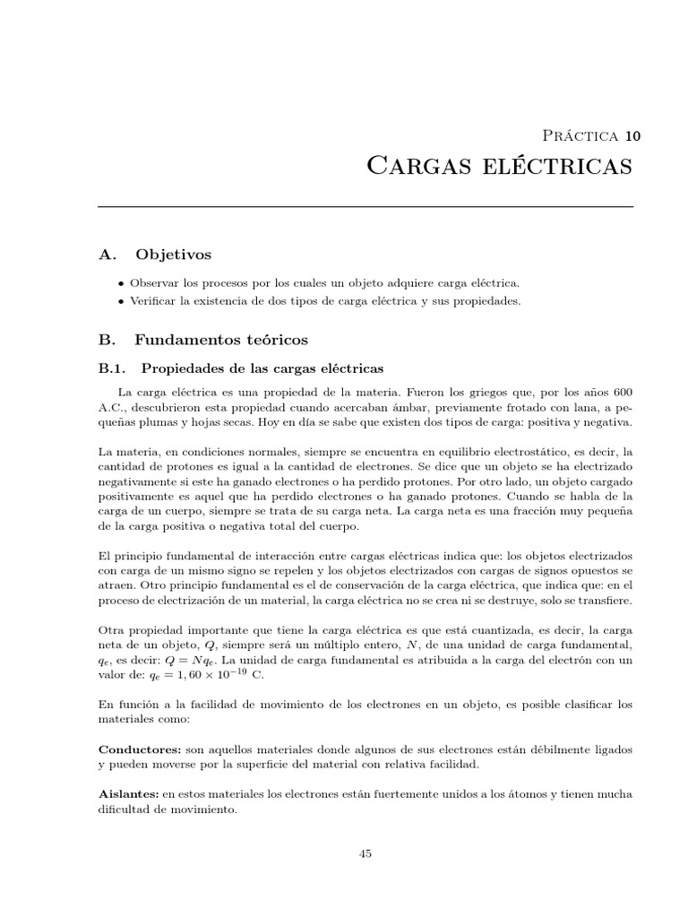 10Cargas Electricas PDF Carga eléctrica Electrostática