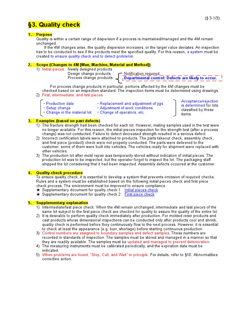 Quality Check Procedures and Standards | PDF | Business