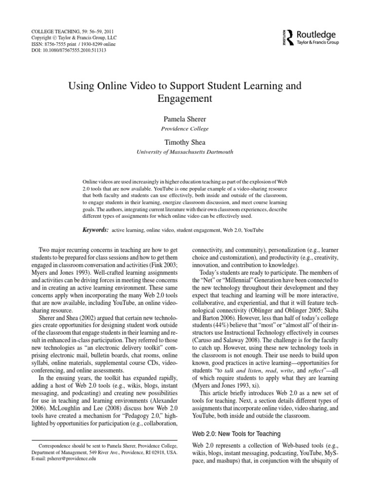 Using Online Video To Support Student Learning and Engagement | PDF ...