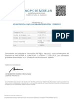 Certificado de No Inscrito Como Contribuyente de Ica de Medellin PDF