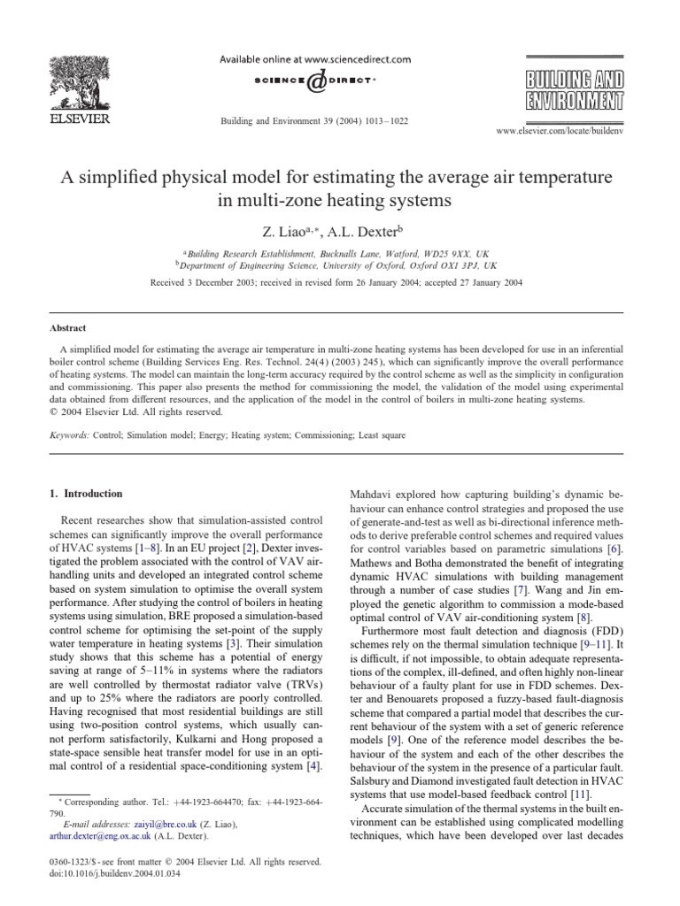 A Simplified Physical Model For Estimating The Average Air Temperature ...