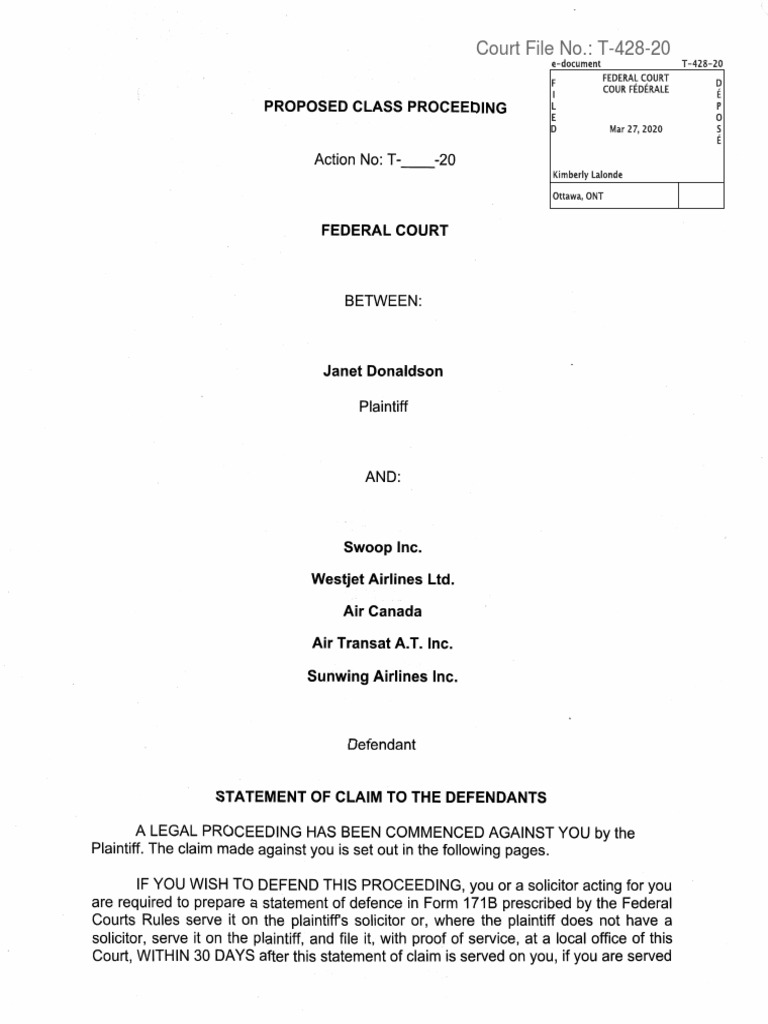 Statement of Claim | PDF | Damages | Breach Of Contract