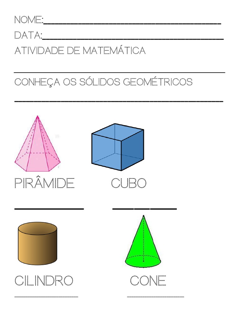 ATIVIDADE ADAPTADA SÓLIDOS GEOMÉTRICOS