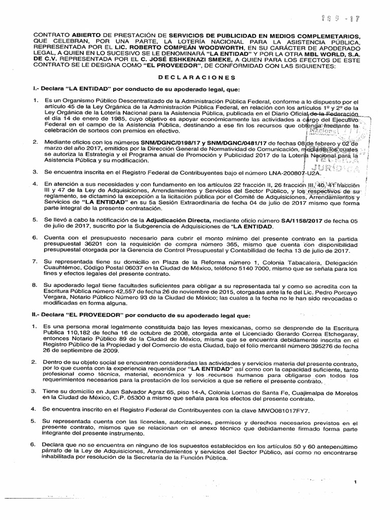 Contrato Lotenal MBL WLD PDF | PDF