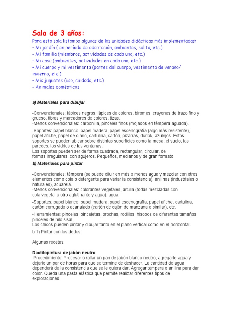 Actividades Didácticas para Niños de 3 Años | PDF | Papel | Salón de clases