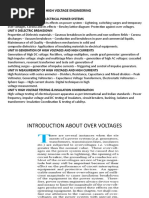 Ee8701 High Voltage Engineering: Unit I Over Voltages in Electrical Power Systems