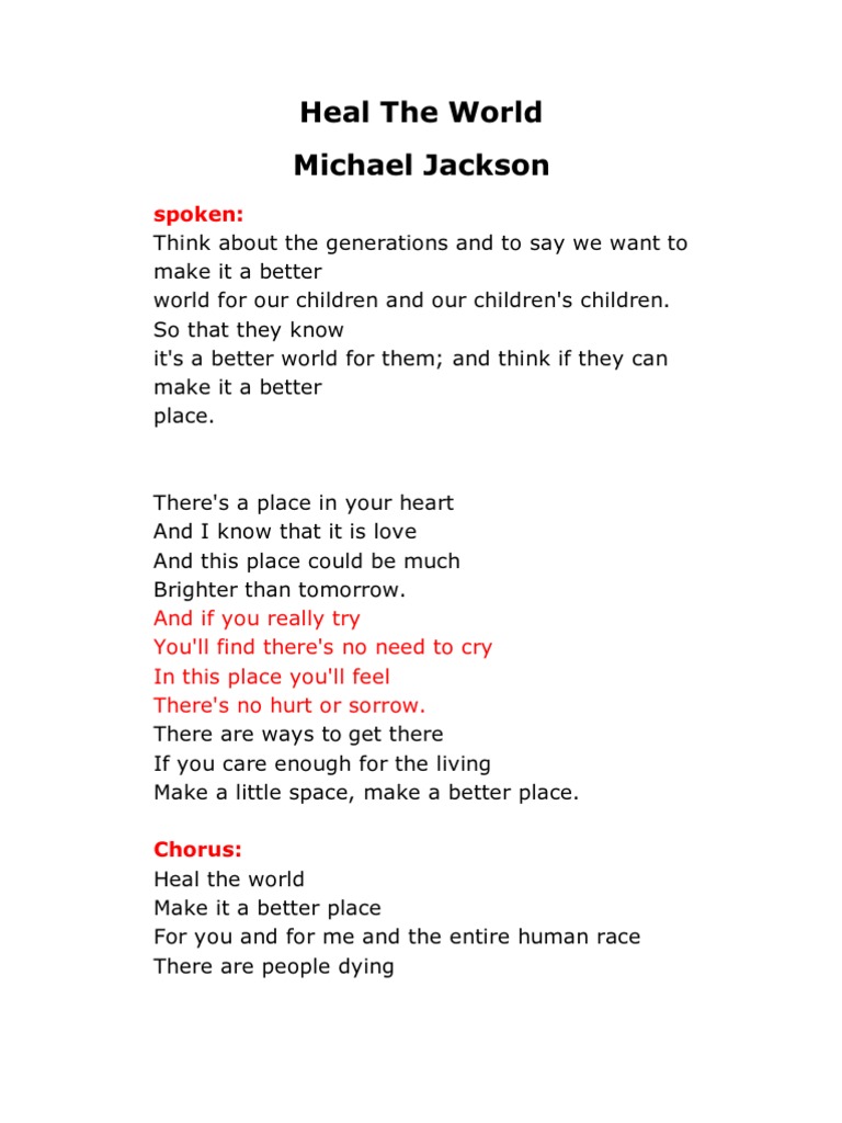 Heal The World (Lyric) PDF