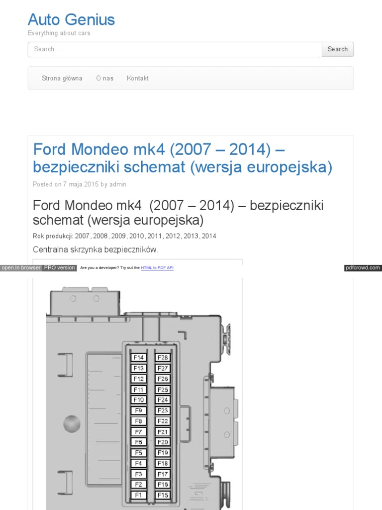 Bezpieczniki Ford Mondeo Mk4 | Pdf