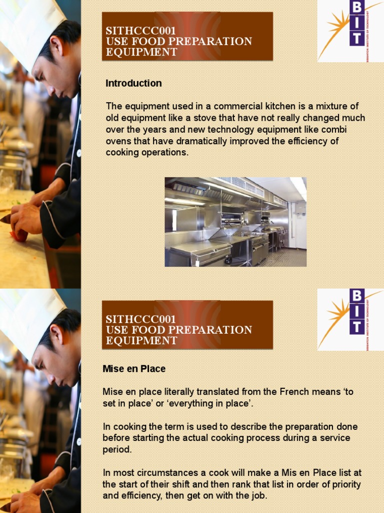 Use Food Preparation Equipment SITHCCC001 Powerpoint PDF Blade Knife