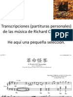 Transcripciones (Partituras Personales) de Las Música de Richard Clayderman He Aquí Una Pequeña Selección