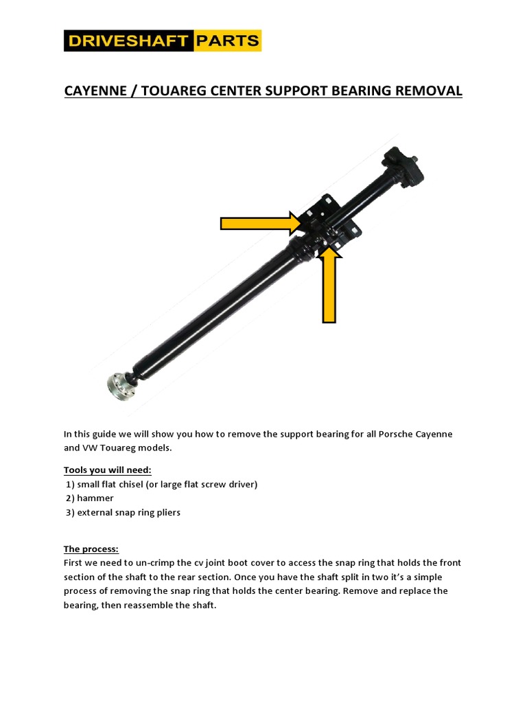 Cayenne / Touareg Center Support Bearing Removal Tools You Will Need