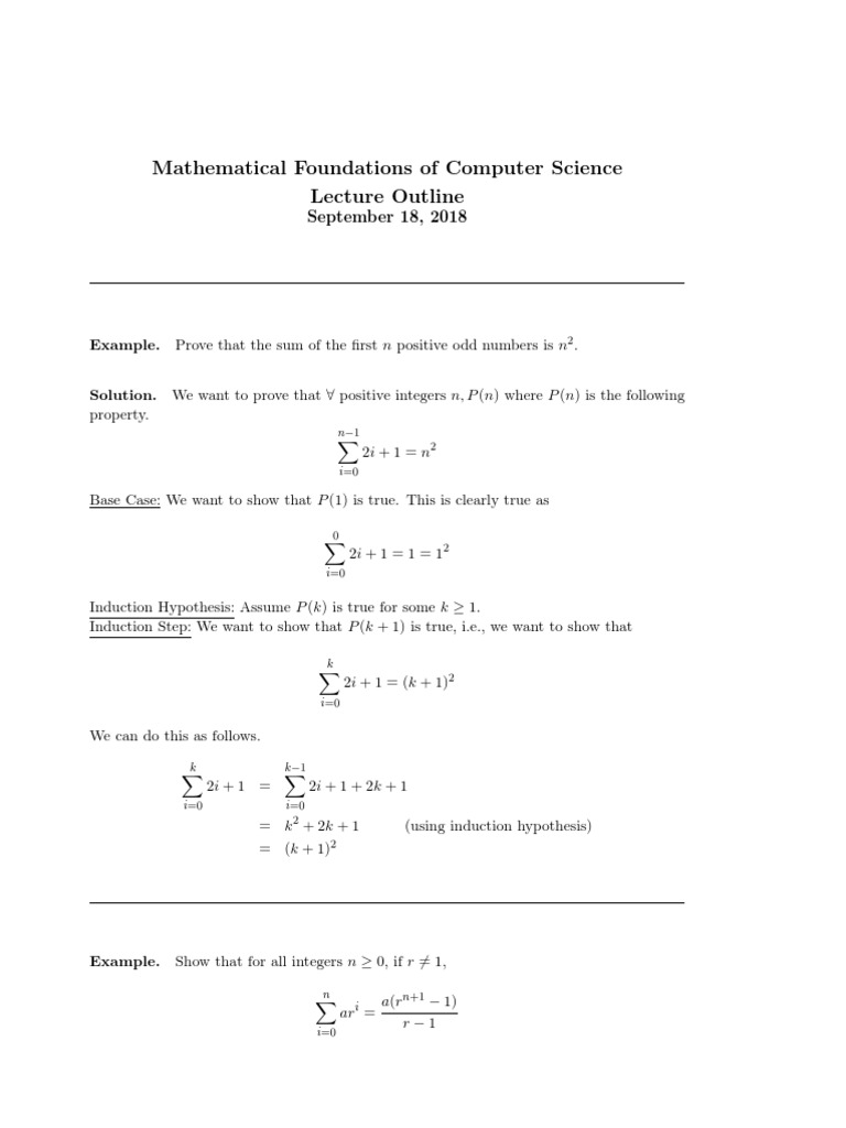 Mathematical Foundations of Computer Science Lecture Outline | PDF ...