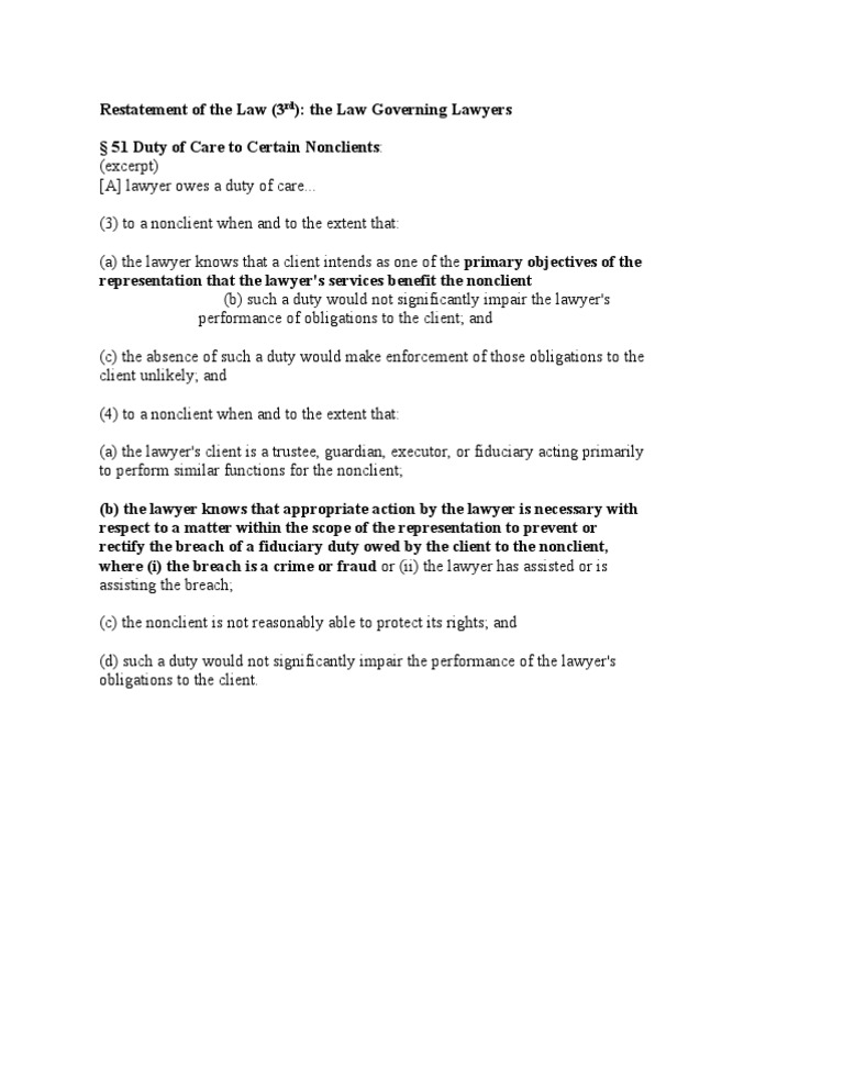 Restatement of the Law Governing Lawyers Section 51
