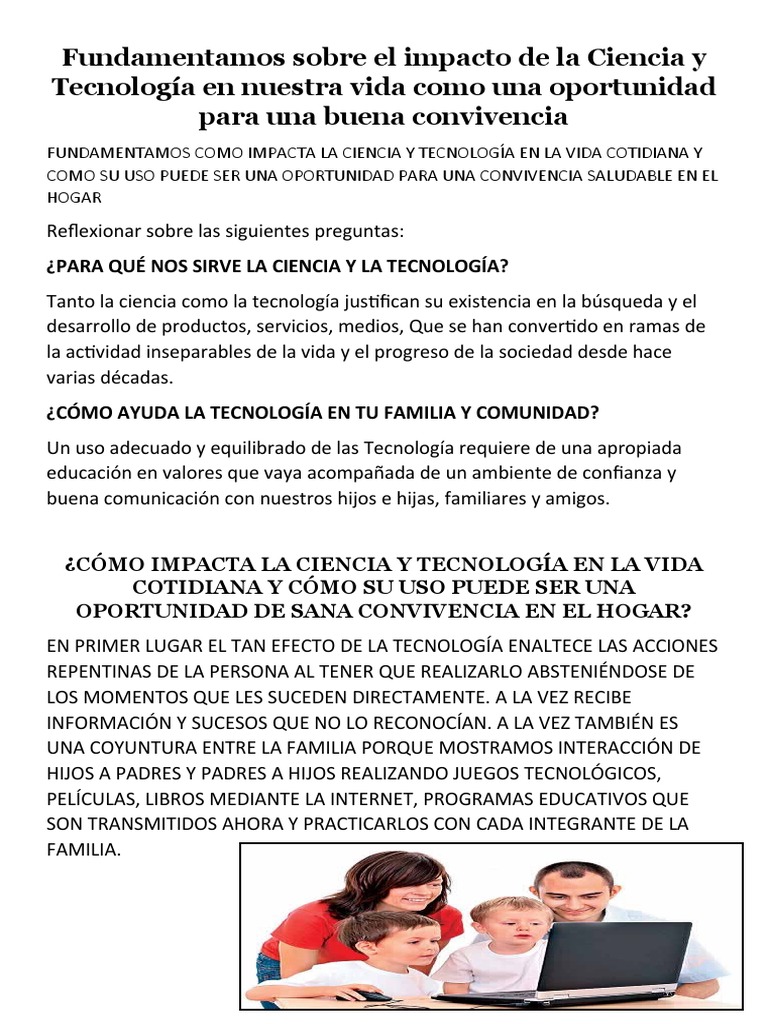 Fundamentamos Sobre El Impacto de La Ciencia y Tecnología en Nuestra ...