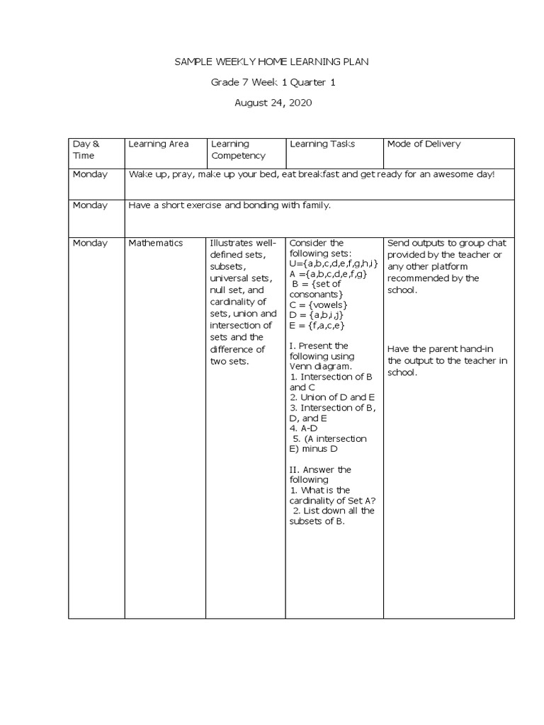 sample-weekly-home-learning-plan-teaching-mathematics