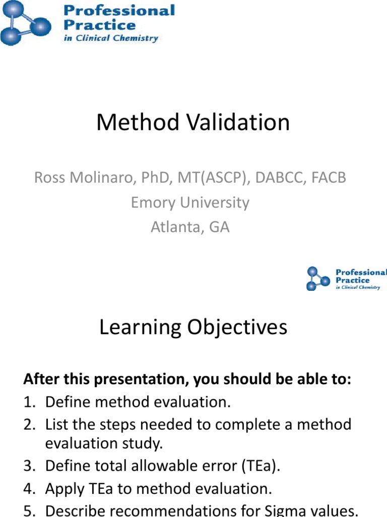 Method Validation for Clinical Tests | PDF | Accuracy And Precision ...