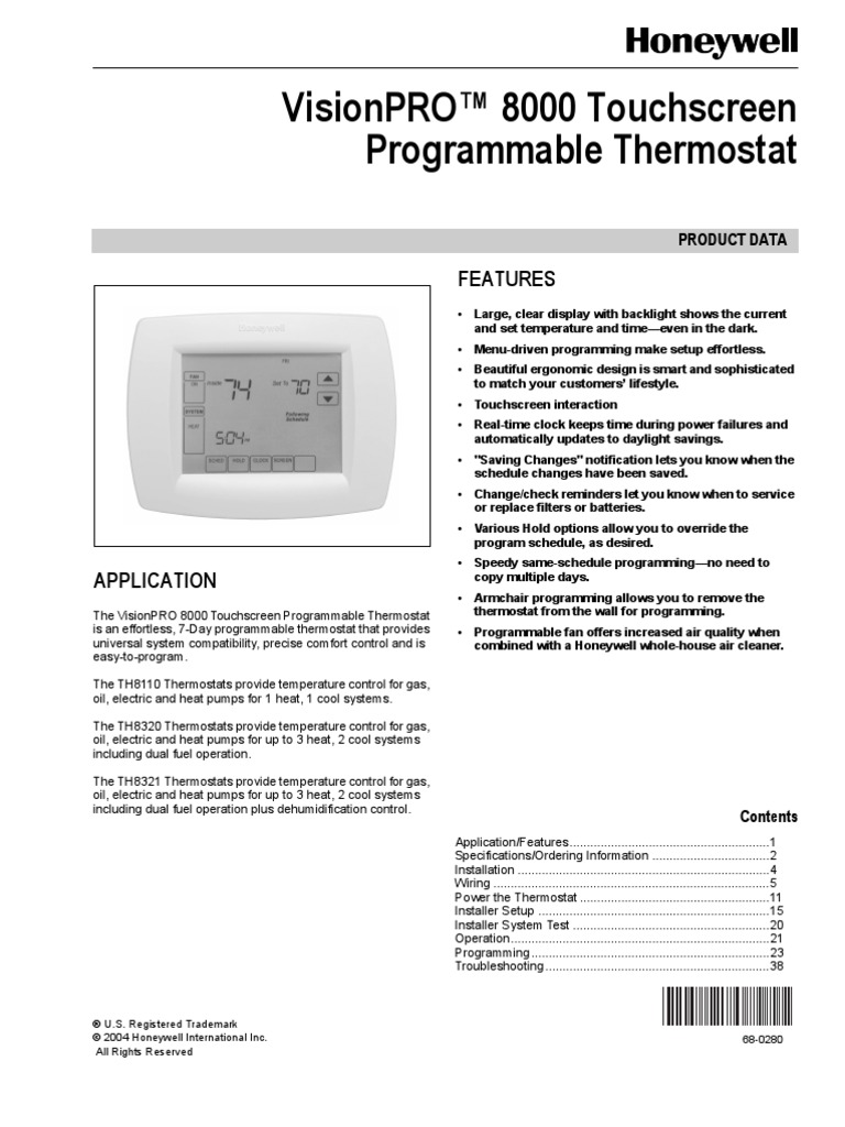 680280Honeywell TH8000 Thermostat Relay