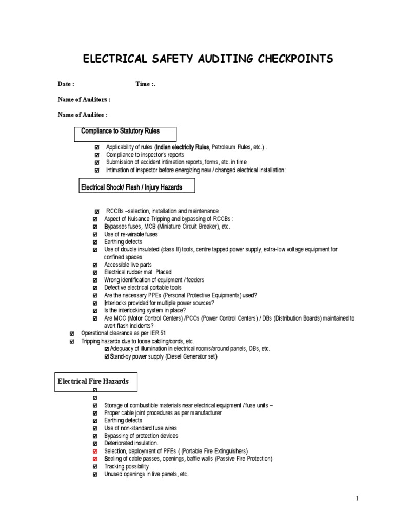 Comprehensive Electrical Safety Audit Checklist Evaluating Compliance