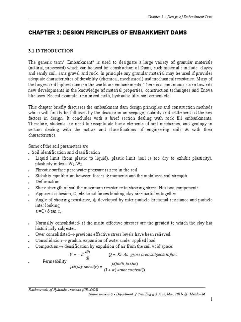 Embankment Dam Design Principles | PDF | Dam | Soil Mechanics