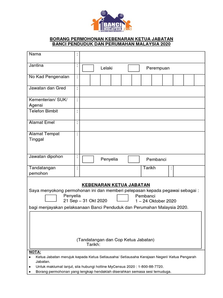 Borang Permohonan Kebenaran Ketua Jabatan Pdf