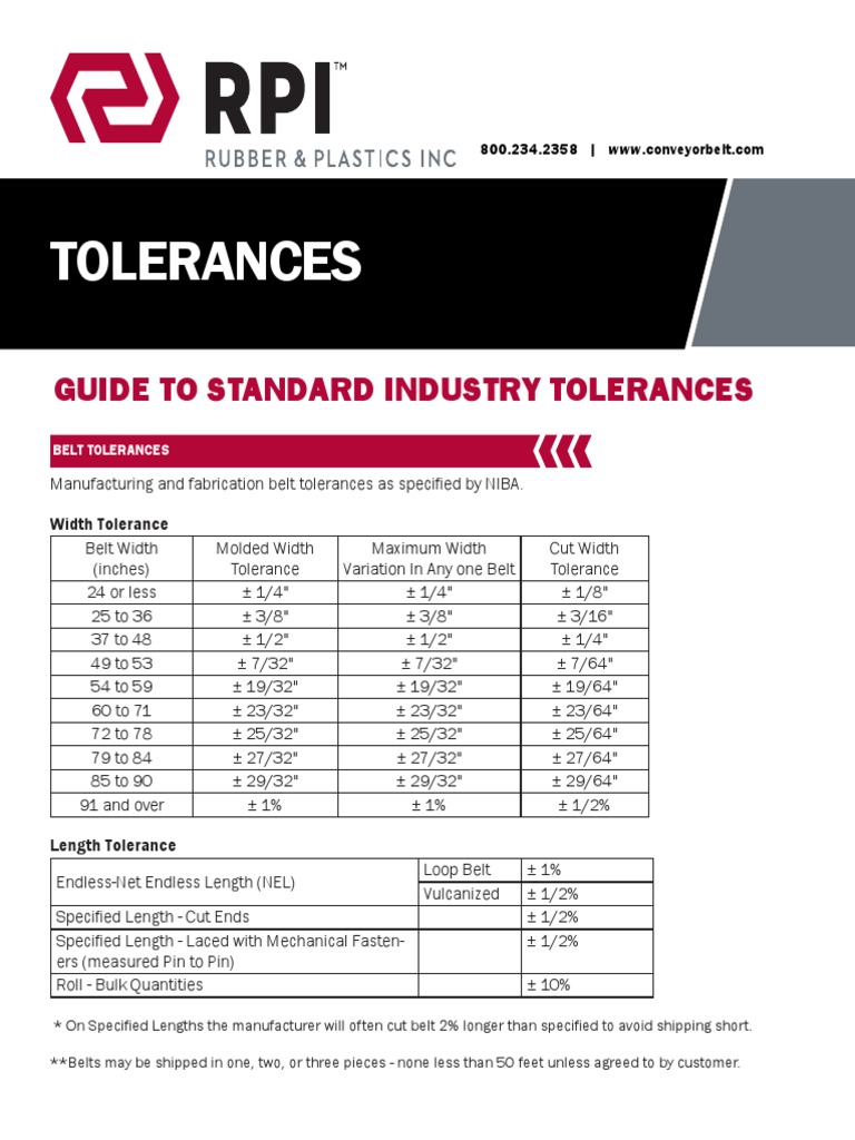 Tolerances Guide To Standard Industry Tolerances PDF Engineering