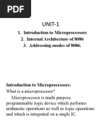 UNIT-1: 1. Introduction To Microprocessors 2. Internal Architecture of 8086 3. Addressing Modes of 8086